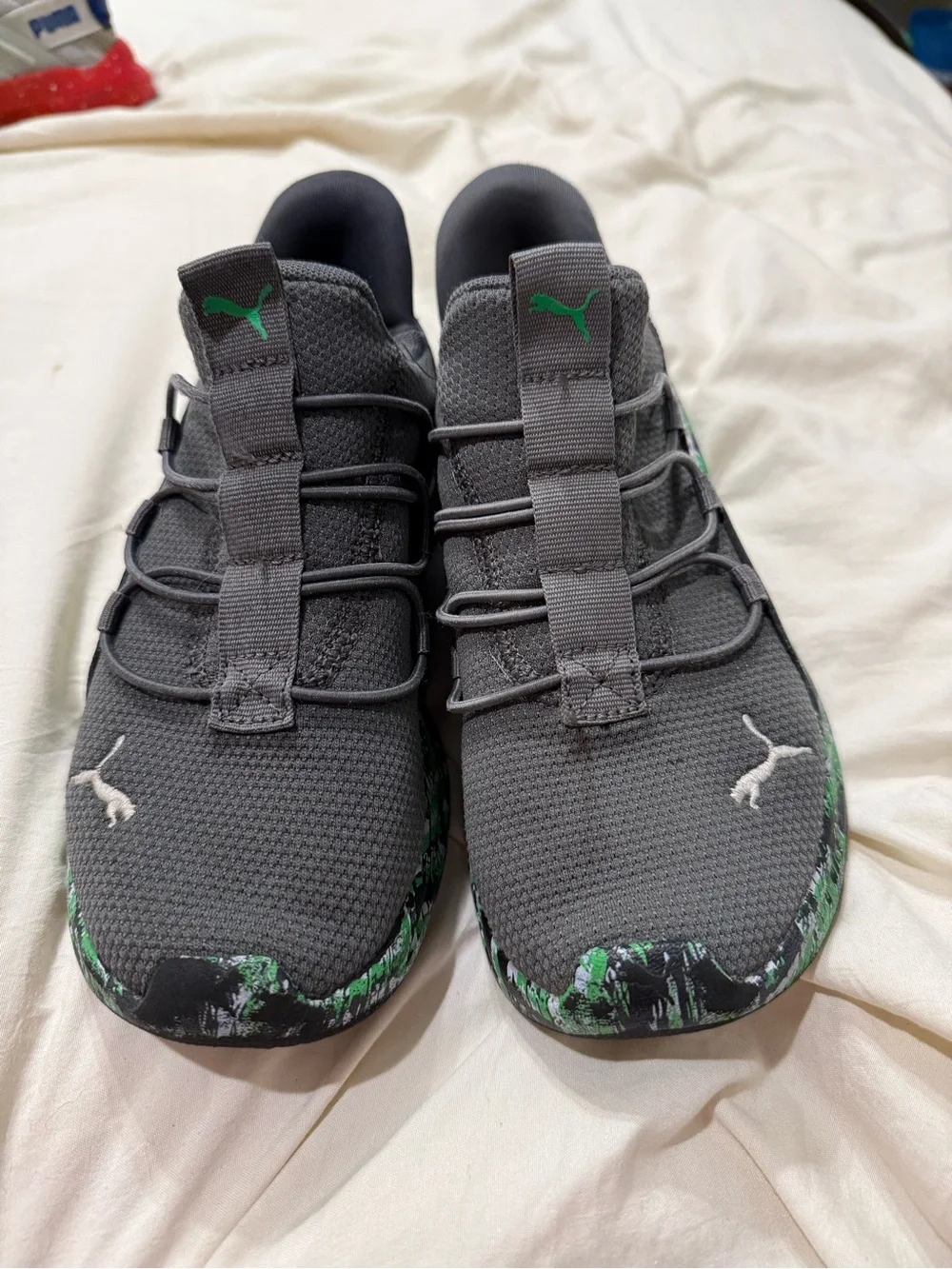 Puma Wired AC Boys Gray & Green Athletic Sneakers Shoes Size 2C Youth